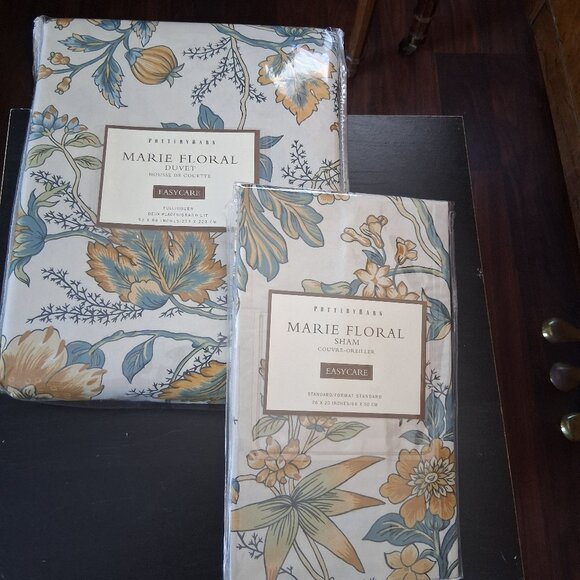 Pottery Barn MARIE FLORAL FULL/QUEEN Duvet Cover Set. ONE SHAM. 100% Cotton